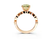 Solitaire Engagement Ring Setting for Fancy Yellow Princess Cut Center with Milgrain Bezel Accents and Prong Head in Rose Gold
