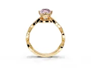 Solitaire Engagement Ring Setting for Fancy Pink Marquise Center with Accented Twist Band and Leaf Prong Head in Yellow Gold