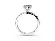 Open Basket Engagement Ring Setting for Heart-Shaped Center with Pave Band and Prong Head in Sterling Silver