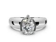 Tension Engagement Ring Setting for Pear-Shaped Center with Wide Flat Band and Tension Head in White Gold