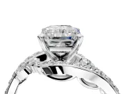 Solitaire Engagement Ring Setting for Radiant Cut Center with Pave Bypass Twist Band and Prong Head in Sterling Silver