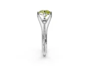 Solitaire Engagement Ring Setting for Fancy Yellow Round Cut Center with Milgrain Cathedral Band and Prong Head in Platinum