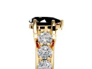 Solitaire Engagement Ring Setting for Fancy Black Pear-Shaped Center with Graduated Shared Prongs and Prong Head in Yellow Gold