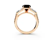 Channel-Set Engagement Ring Setting for Fancy Black Round Cut Center with Baguette Band and Prong Head in Rose Gold