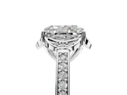 Floral Engagement Ring Setting for Radiant Cut Center with Four Accent Clusters and Prong Head in White Gold