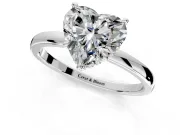 Hidden Halo Engagement Ring Setting for Heart-Shaped Center with Plain Band and Tall Prong Head in White Gold