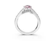 Solitaire Engagement Ring Setting for Fancy Pink Pear-Shaped Center with Crossover Accents and Prong Head in Platinum