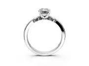 Solitaire Engagement Ring Setting for Emerald Cut Center with Beaded Shoulders and Prong Head in Platinum