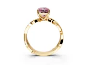 Solitaire Engagement Ring Setting for Fancy Pink Radiant Cut Center with Pave and Plain Crossover Band and Prong Head in Yellow Gold