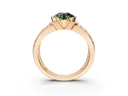 Bezel Engagement Ring Setting for Fancy Green Round Cut Center with Wide Channel-Set Band and Bezel Head in Rose Gold