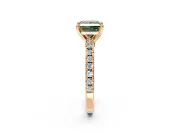 Solitaire Engagement Ring Setting for Fancy Green Princess Cut Center with Single Row Accent Band and Prong Head in Rose Gold