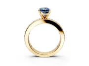 Solitaire Engagement Ring Setting for Fancy Blue Radiant Cut Center with Channel-Set Accents and Prong Head in Yellow Gold