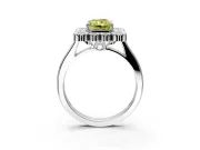 Cluster Halo Engagement Ring Setting for Fancy Yellow Radiant Cut Center with Milgrain Bezel Accents and Prong Head in Platinum