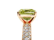 Solitaire Engagement Ring Setting for Fancy Yellow Asscher Cut Center with Domed Multi-Row Pave Band and Prong Head in Rose Gold