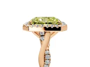 Halo Engagement Ring Setting for Fancy Yellow Radiant Cut Center with Twist Band and Prong Head in Rose Gold