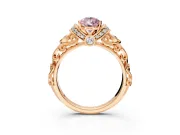 Solitaire Engagement Ring Setting for Fancy Pink Pear-Shaped Center with Filigree Band and Prong Head in Rose Gold