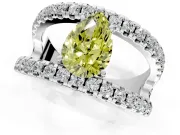 Solitaire Engagement Ring Setting for Fancy Yellow Pear-Shaped Center with Wide-Open Split Shank and Prong Head in Platinum