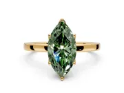 Solitaire Engagement Ring Setting for Fancy Green Marquise Center with Thin Rounded Plain Band and Prong Head in Yellow Gold