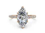Solitaire Engagement Ring Setting for Marquise Center with Fine Pave Accents and Prong Head in Rose Gold