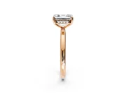 Hidden Halo Engagement Ring Setting for Asscher Cut Center with Thin Round-Wire Band and Prong Head in Rose Gold