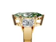 3 Stone Engagement Ring Setting for Fancy Green Marquise Center with Matching Side Accents and Prong Head in Yellow Gold