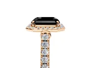 Halo Engagement Ring Setting for Fancy Black Asscher Cut Center with Narrowing Pave Band and Prong Head in Rose Gold