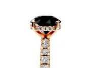 Solitaire Engagement Ring Setting for Fancy Black Round Cut Center with Band of Accents and Prong Head in Rose Gold