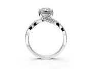 Solitaire Engagement Ring Setting for Radiant Cut Center with Narrow Twist Pave Band and Prong Head in Platinum