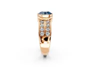Bezel Engagement Ring Setting for Fancy Blue Round Cut Center with Wide Channel-Set Band and Bezel Head in Rose Gold