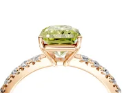 Solitaire Engagement Ring Setting for Fancy Yellow Radiant Cut Center with Large Accent Band and Prong Head in Rose Gold