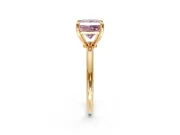 Minimalist Solitaire Engagement Ring Setting for Fancy Pink Princess Cut Center with Thin Band and Prong Head in Yellow Gold