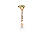 Solitaire Engagement Ring Setting for Fancy Yellow Heart-Shaped Center with Round Cut Pave Band and Prong Head in Rose Gold
