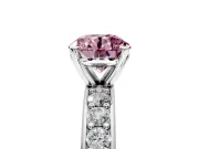 Solitaire Engagement Ring Setting for Fancy Pink Round Cut Center with Channel-Set Accents and Prong Head in White Gold