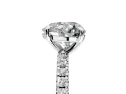 Solitaire Engagement Ring Setting for Heart-Shaped Center with Fine Pave Narrow Band and Prong Head in Platinum