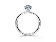 Hidden Halo Engagement Ring Setting for Fancy Blue Pear-Shaped Center with Thin Rounded Band and Prong Head in White Gold