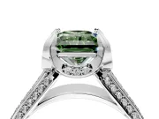 Solitaire Engagement Ring Setting for Fancy Green Radiant Cut Center with Accented Split Shank and Prong Head in Platinum