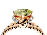Halo Engagement Ring Setting for Fancy Yellow Heart-Shaped Center with Rope Twist Split Shank and Prong Head in Rose Gold