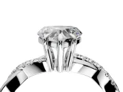 Solitaire Engagement Ring Setting for Heart-Shaped Center with Half-Pave Crossover Band and Prong Head in White Gold