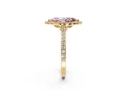 Halo Engagement Ring Setting for Fancy Pink Marquise Center with Pave Accents, Heart Basket and Prong Head in Yellow Gold