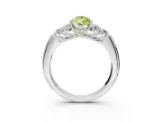 Cluster Engagement Ring Setting for Fancy Yellow Pear-Shaped Center with Round Cut Accent Frame and Prong Head in Sterling Silver
