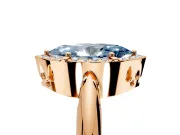 Halo Engagement Ring Setting for Fancy Blue Marquise Center with Tapered Plain Band and Prong Head in Rose Gold