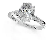 Side Accent Engagement Ring Setting for Oval Center with Accent Shoulders and Prong Head in Platinum