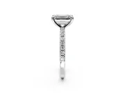 Solitaire Engagement Ring Setting for Emerald Cut Center with Fine Pave Narrow Band and Prong Head in Platinum
