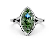 Solitaire Engagement Ring Setting for Fancy Green Marquise Center with V Split Shank and Bezel Head in Sterling Silver