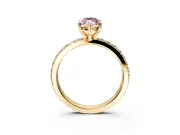 Solitaire Engagement Ring Setting for Fancy Pink Marquise Center with Round Cut Pave Band and Prong Head in Yellow Gold