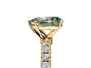 Open Basket Engagement Ring Setting for Fancy Green Pear-Shaped Center with Pave Band and Prong Head in Yellow Gold