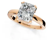 Solitaire Engagement Ring Setting for Radiant Cut Center with Plain Band and Flat Tab Prong Head in Rose Gold