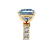 Open Basket Engagement Ring Setting for Fancy Blue Princess Cut Center with Pave Band and Prong Head in Yellow Gold
