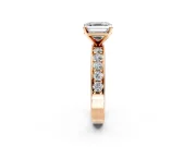 Solitaire Engagement Ring Setting for Asscher Cut Center with Channel-Set Accents and Prong Head in Rose Gold