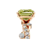 Solitaire Engagement Ring Setting for Fancy Yellow Asscher Cut Center with Bar-Station Pave Twist and Prong Head in Rose Gold